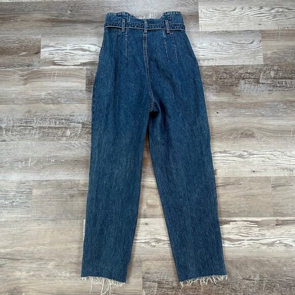 Abercrombie A&F Mom Jeans Dark Wash High Rise Belted Frayed Hem 26 2R - Picture 9 of 9
